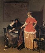 Jacob Ochtervelt Music lesson, oil painting artist